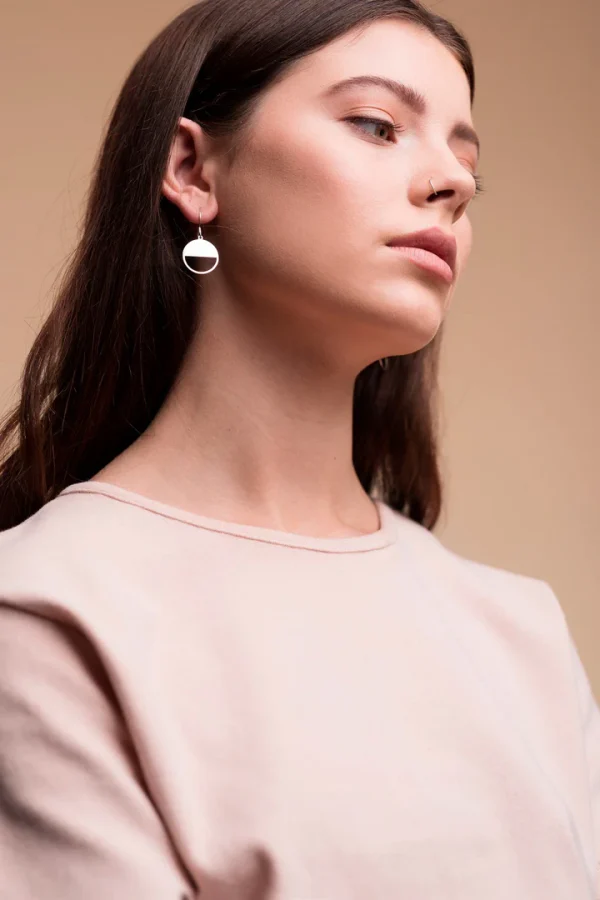 Sterling Silver Half Circle Earrings - Image 3