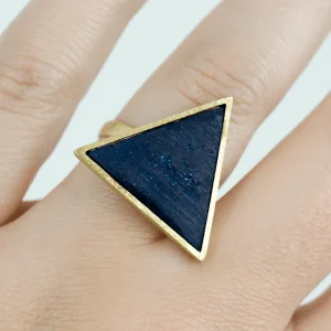 Brushed Brass & Jesmonite Triangle Ring