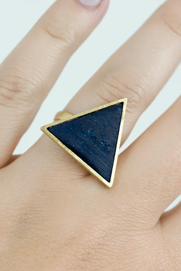 Brushed Brass & Jesmonite Triangle Ring